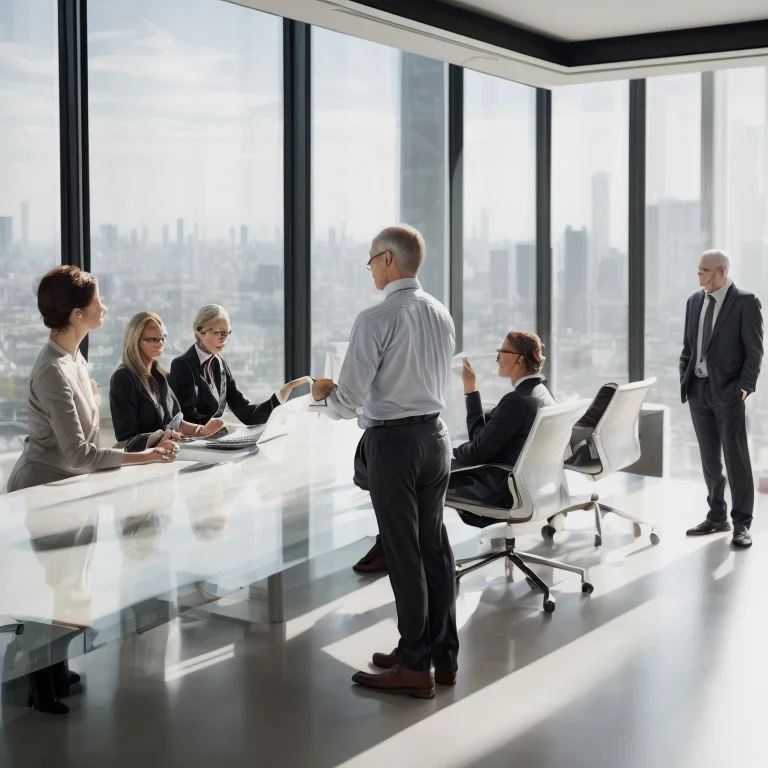 Team of senior advisors consulting with corporate leaders